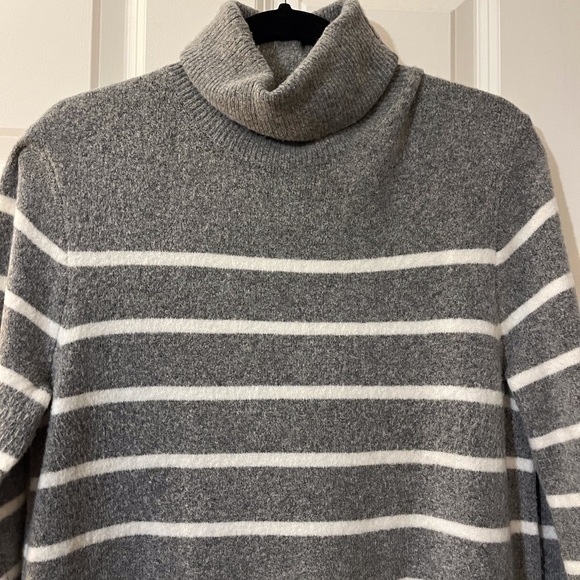 J. Crew Sweater Dress Gray and White Striped Turtleneck - Picture 2 of 12